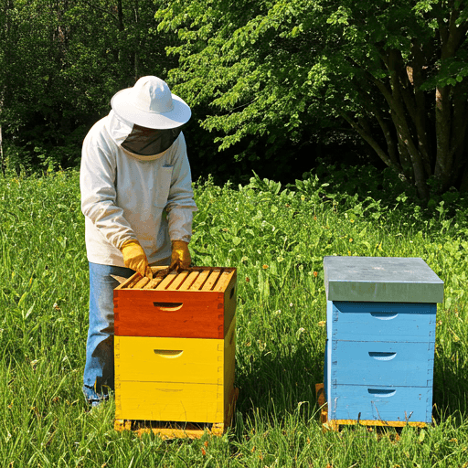 Beekeeper with hives